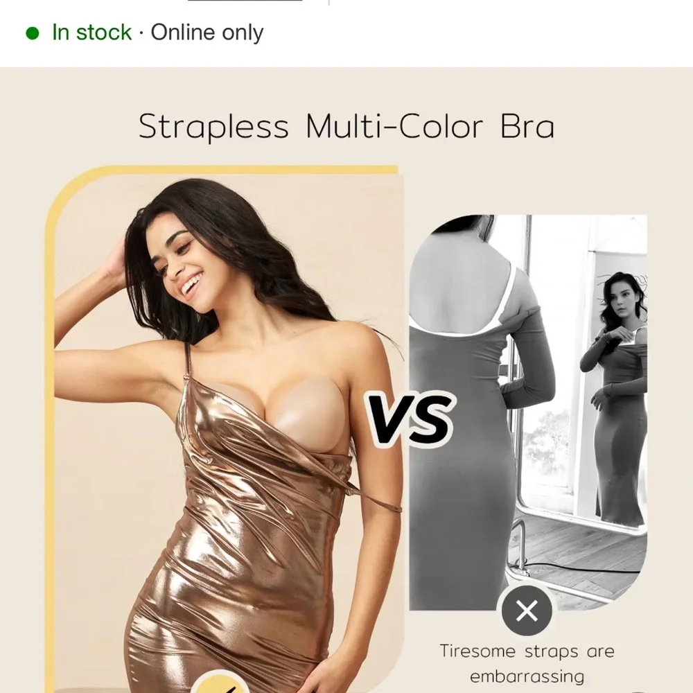 NEW Niidor Women's Adhesive Bra Strapless Backless Pushup Lift Bra - Picture 7 of 13